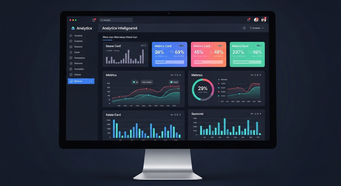 Analytics dashboard interface with charts, graphs, and data visualization